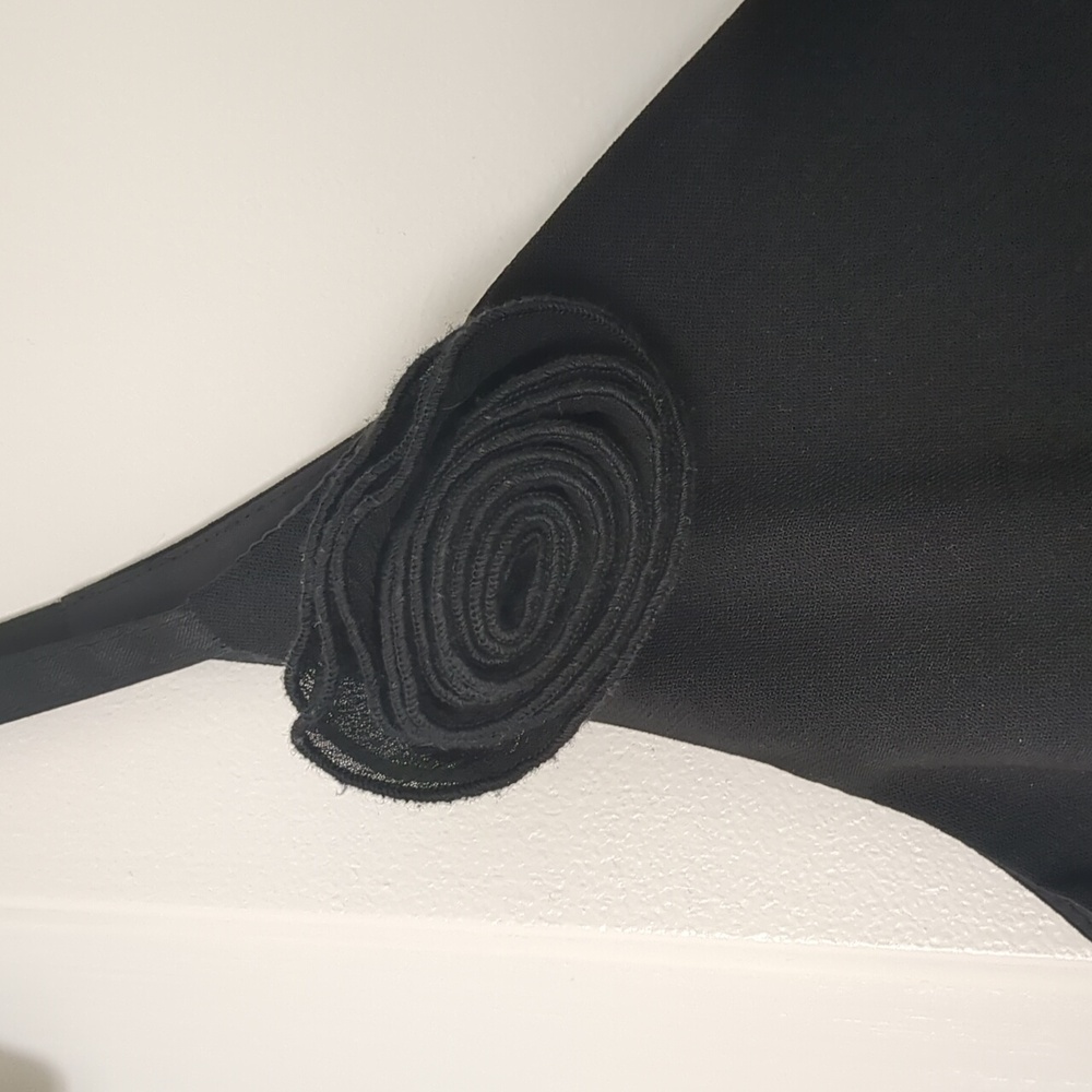 Vintage Kathie Lee Bias Cut Midi Black Dress With Rosette Women's 8/10 - Picture 3 of 6